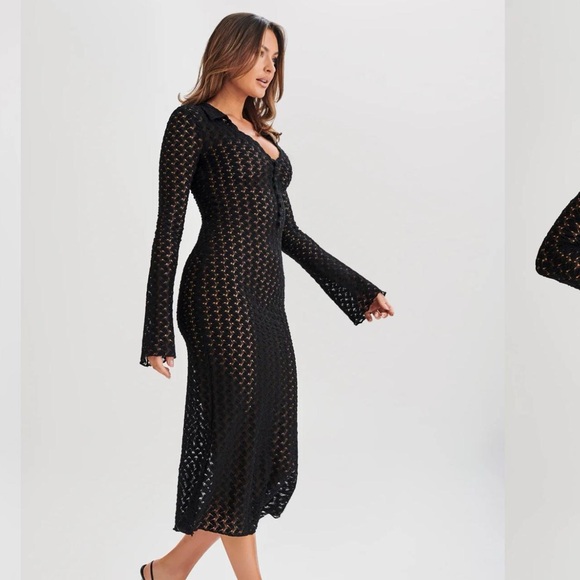 Meshki Black Sheer Midi Dress - Picture 3 of 9